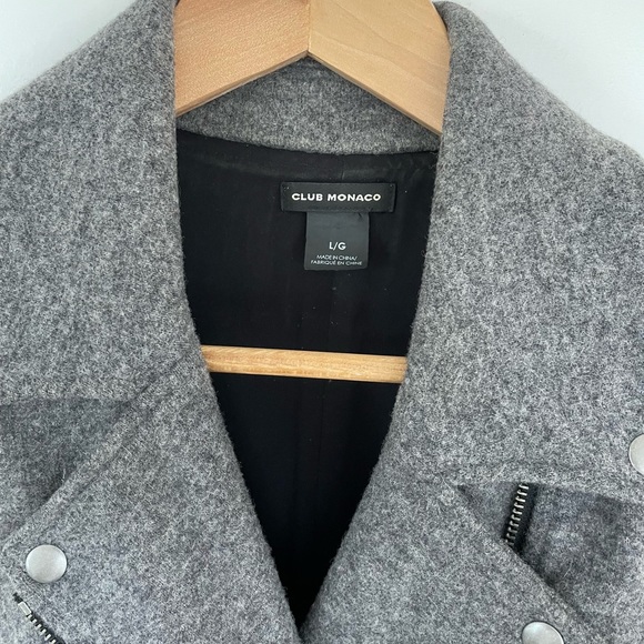 Club Monaco Moto Long Grey Wool Vest - Picture 5 of 5
